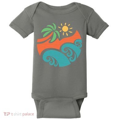 Summer Vacation Ocean Waves Baby Bodysuit