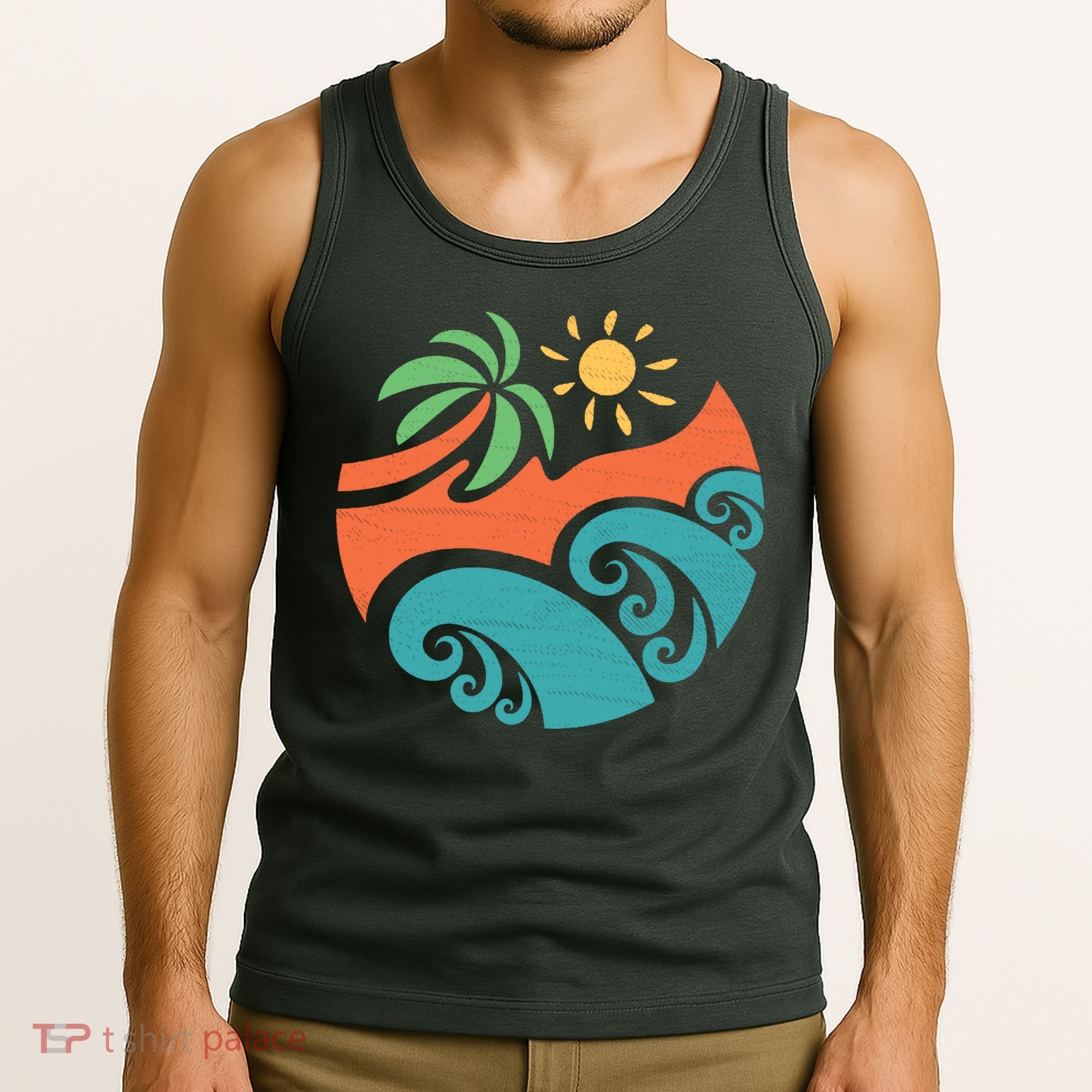 Summer Vacation Ocean Waves Tank Top
