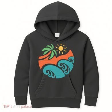 Summer Vacation Ocean Waves Kids Hoodie