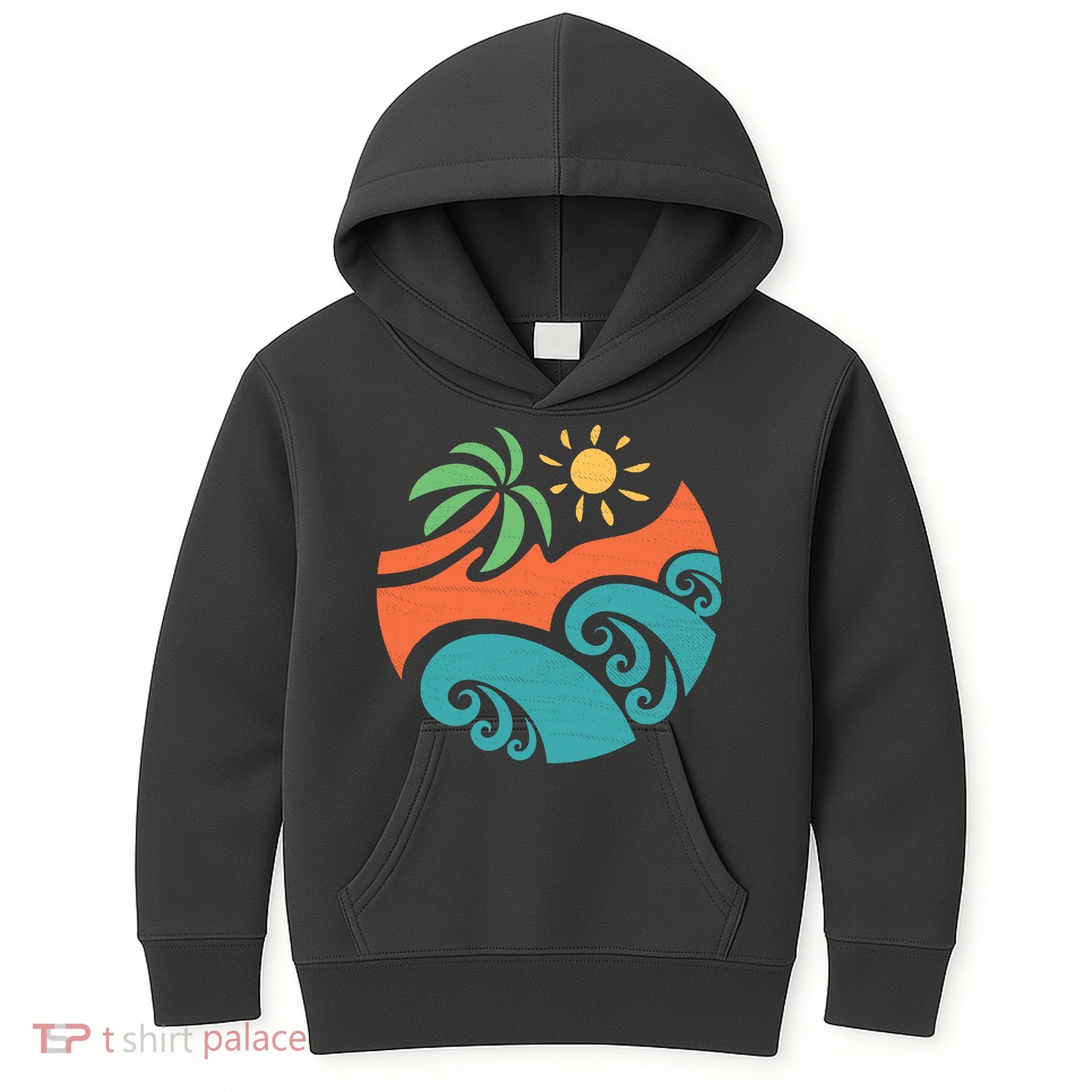 Summer Vacation Ocean Waves Kids Hoodie