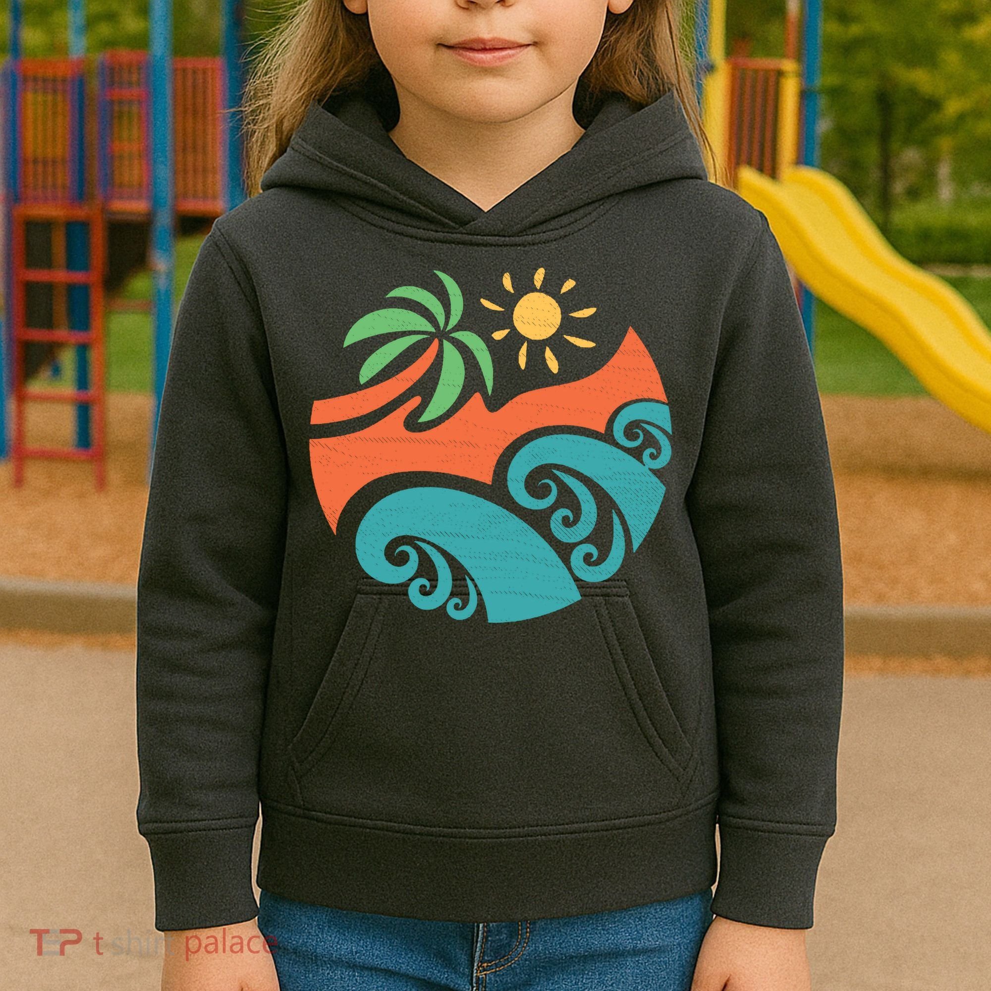 Summer Vacation Ocean Waves Kids Hoodie