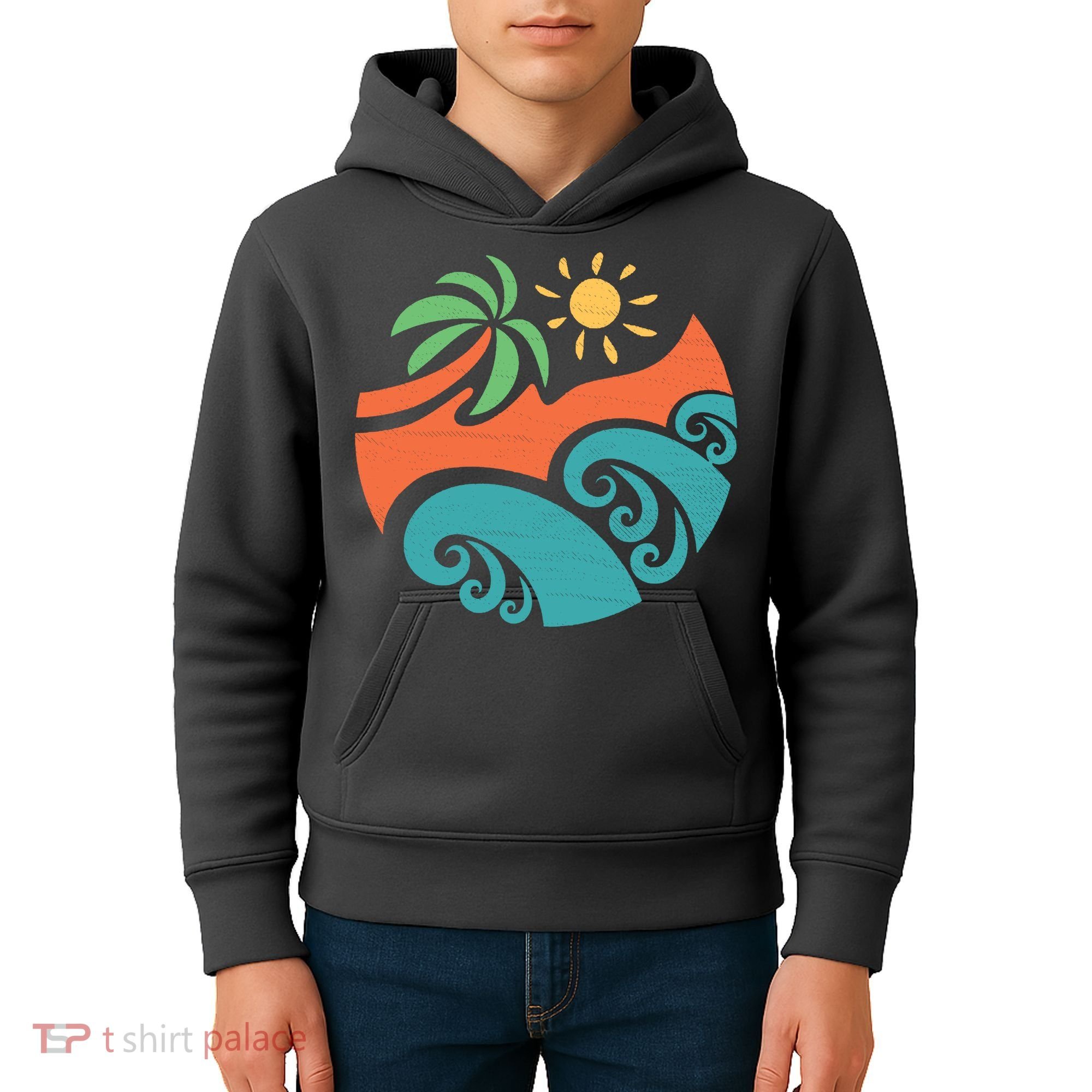 Summer Vacation Ocean Waves Kids Hoodie
