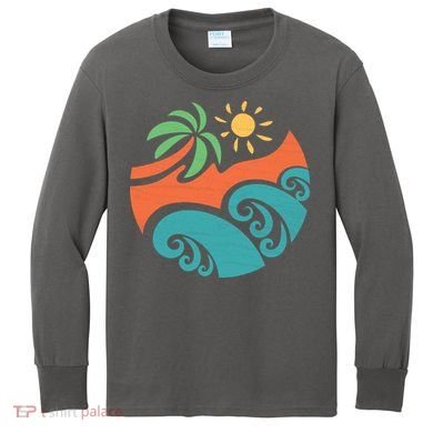 Summer Vacation Ocean Waves Kids Long Sleeve Shirt