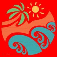 Summer Vacation Ocean Waves Santa Hat thumb 1