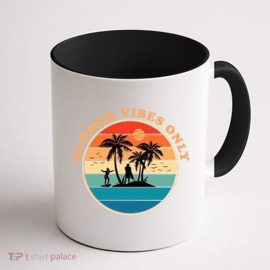 Summer Vibes Only Retro Beach Sunset Coffee Mug back