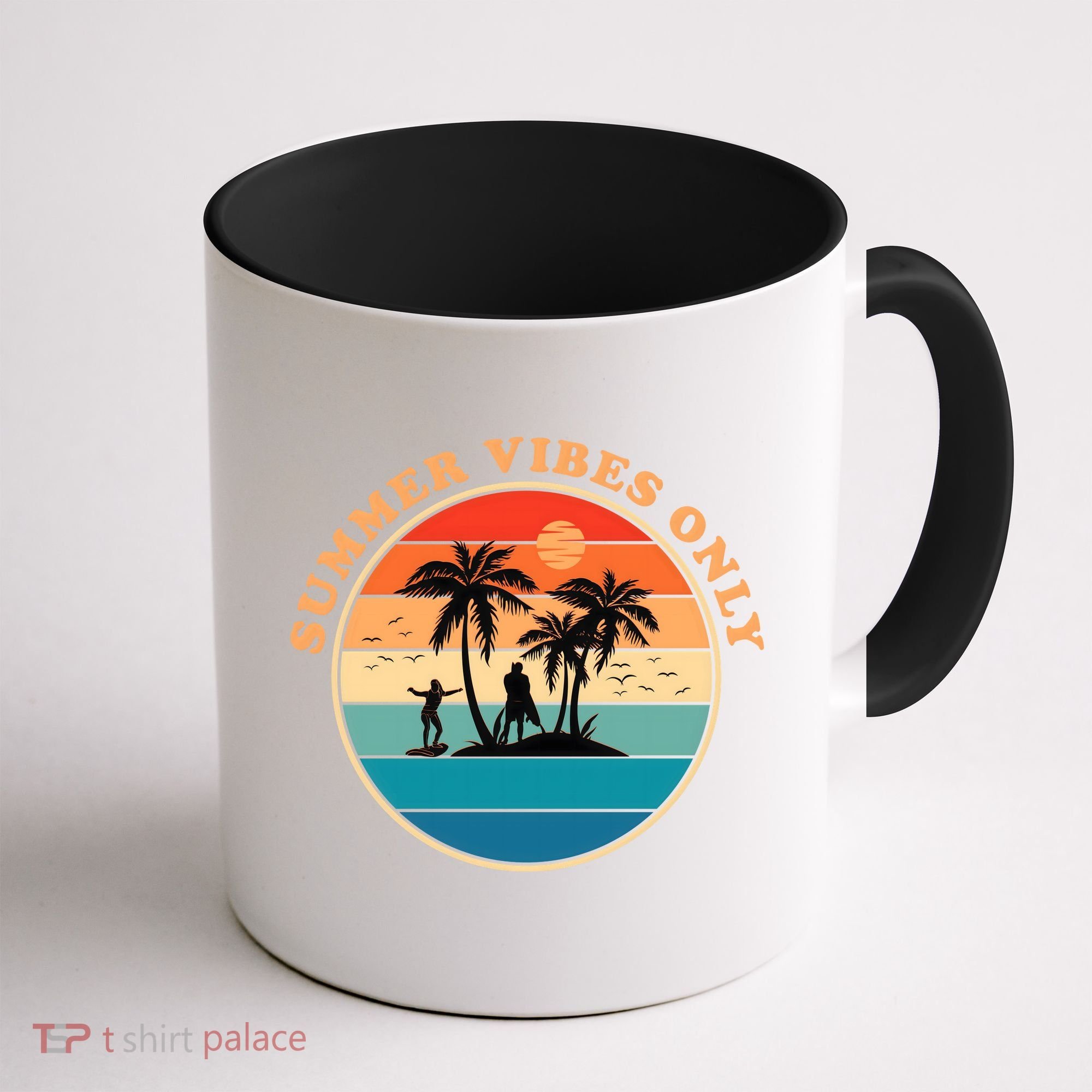 Summer Vibes Only Retro Beach Sunset Coffee Mug