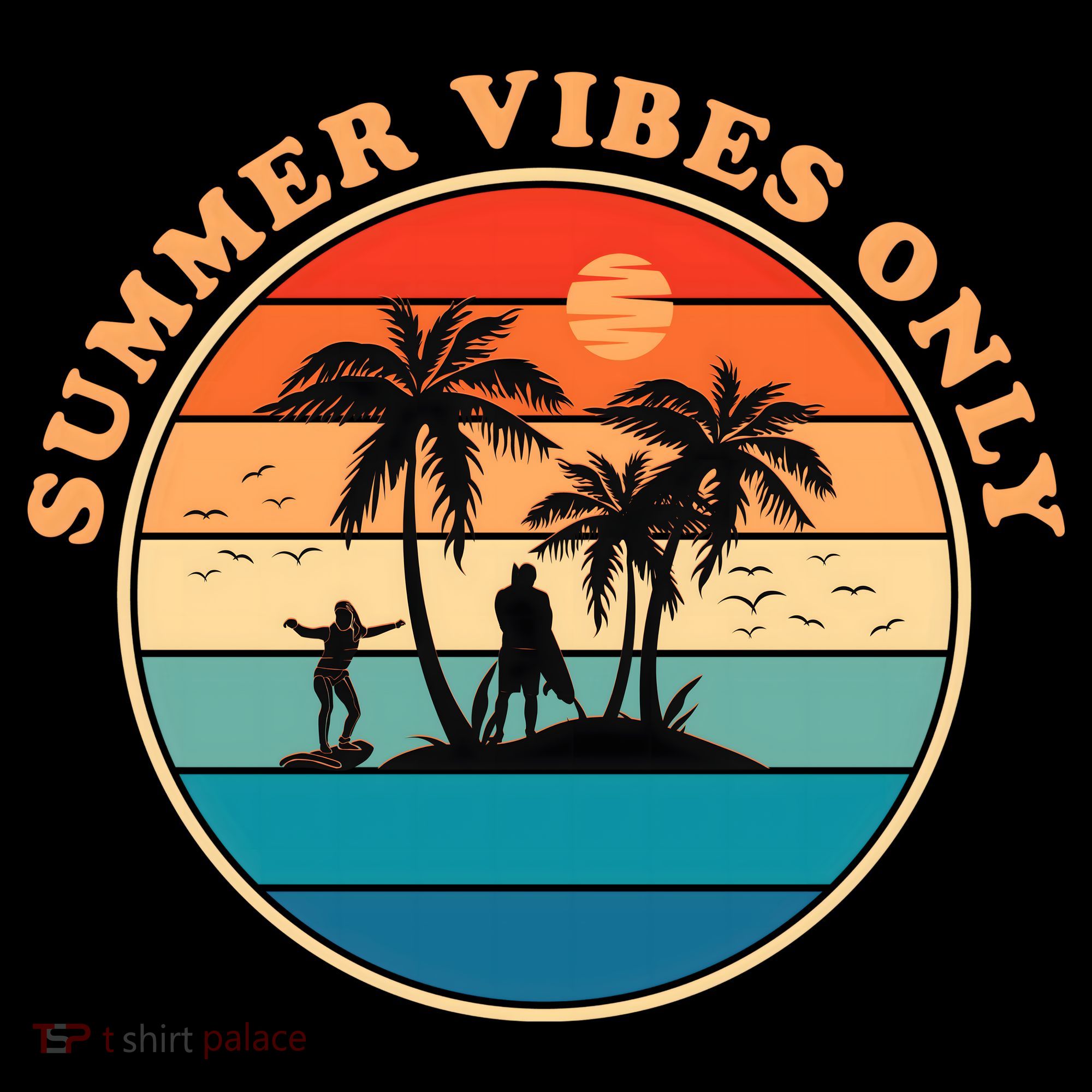 Summer Vibes Only Retro Beach Sunset Ornament