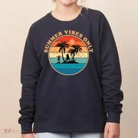 Summer Vibes Only Retro Beach Sunset Women's Sweatshirt thumb 0