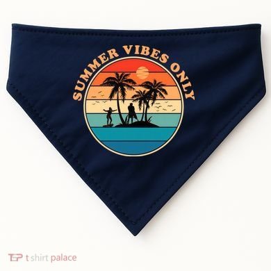 Summer Vibes Only Retro Beach Sunset USA-Made Doggie Bandana