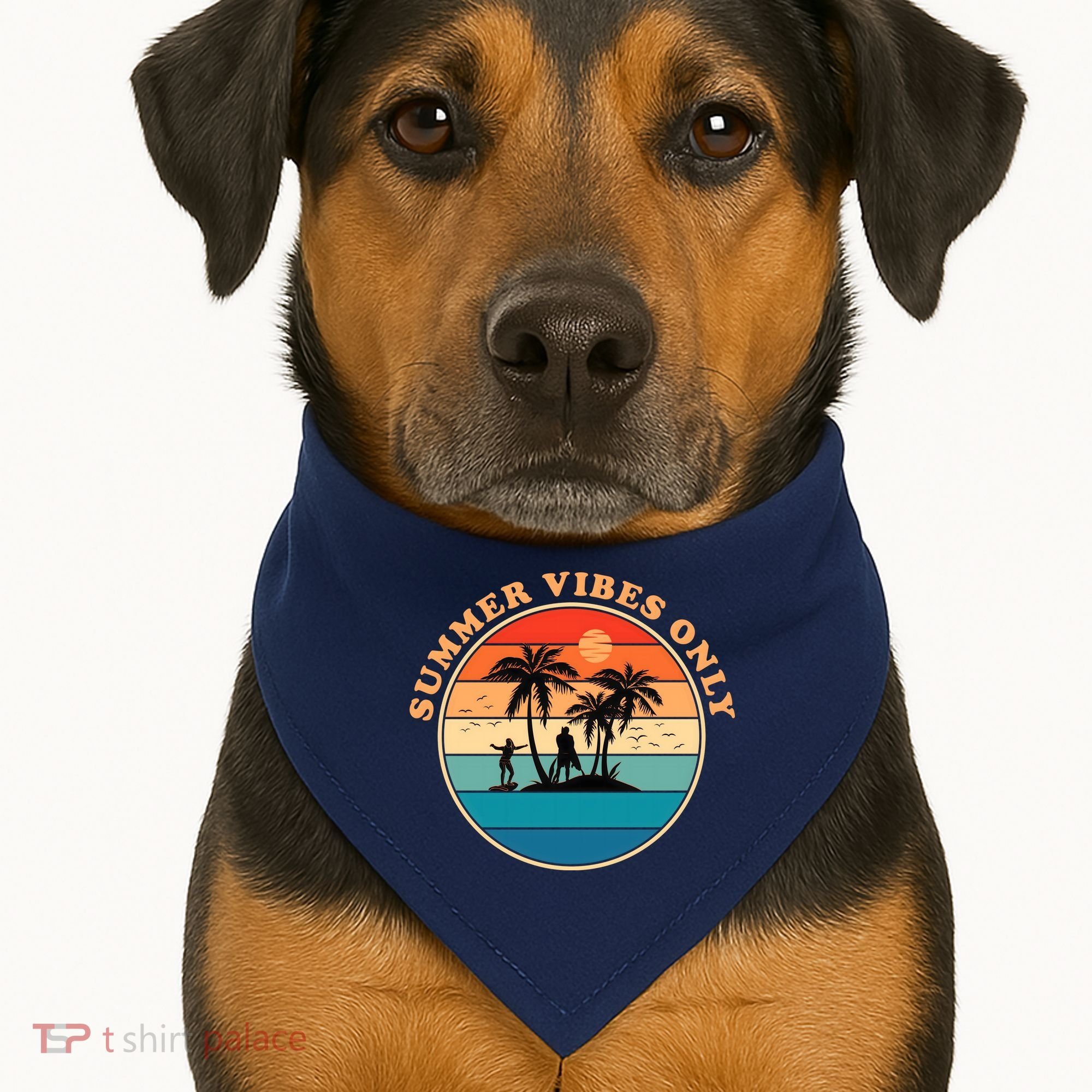Summer Vibes Only Retro Beach Sunset USA-Made Doggie Bandana