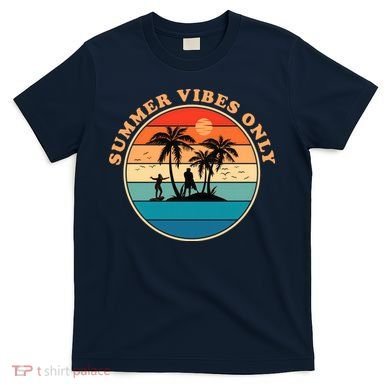 Summer Vibes Only Retro Beach Sunset T-Shirt