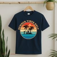Summer Vibes Only Retro Beach Sunset T-Shirt thumb 2
