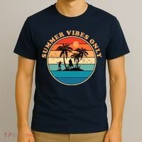 Summer Vibes Only Retro Beach Sunset T-Shirt thumb 3
