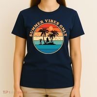 Summer Vibes Only Retro Beach Sunset T-Shirt thumb 4