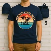 Summer Vibes Only Retro Beach Sunset T-Shirt thumb 6