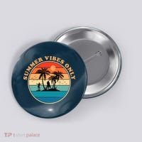 Summer Vibes Only Retro Beach Sunset Button thumb 0