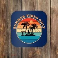 Summer Vibes Only Retro Beach Sunset Coaster thumb 0
