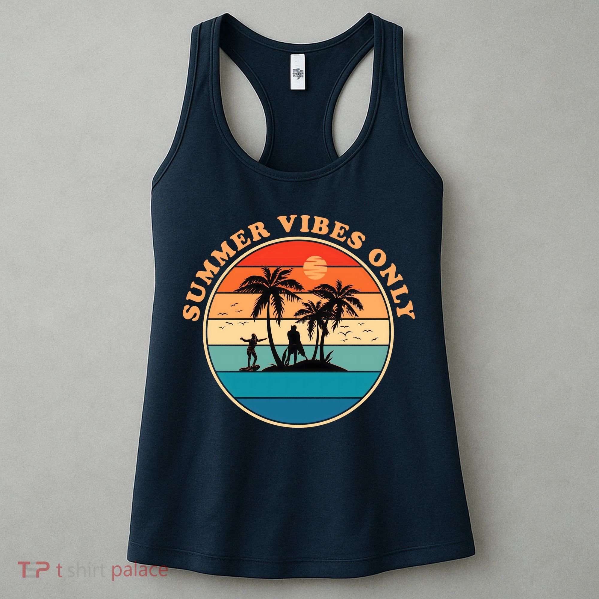 Summer Vibes Only Retro Beach Sunset Women's Tank Top