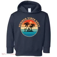 Summer Vibes Only Retro Beach Sunset Toddler Hoodie thumb 0