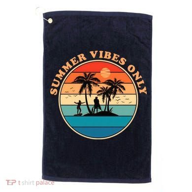 Summer Vibes Only Retro Beach Sunset Golf Towel