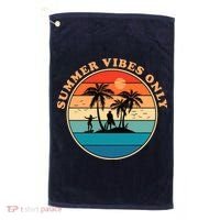 Summer Vibes Only Retro Beach Sunset Golf Towel thumb 0