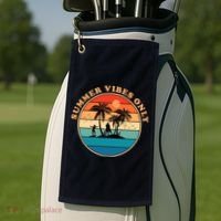 Summer Vibes Only Retro Beach Sunset Golf Towel thumb 2