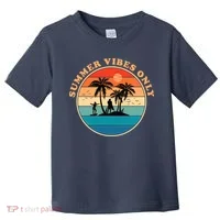 Summer Vibes Only Retro Beach Sunset Toddler T-Shirt thumb 0
