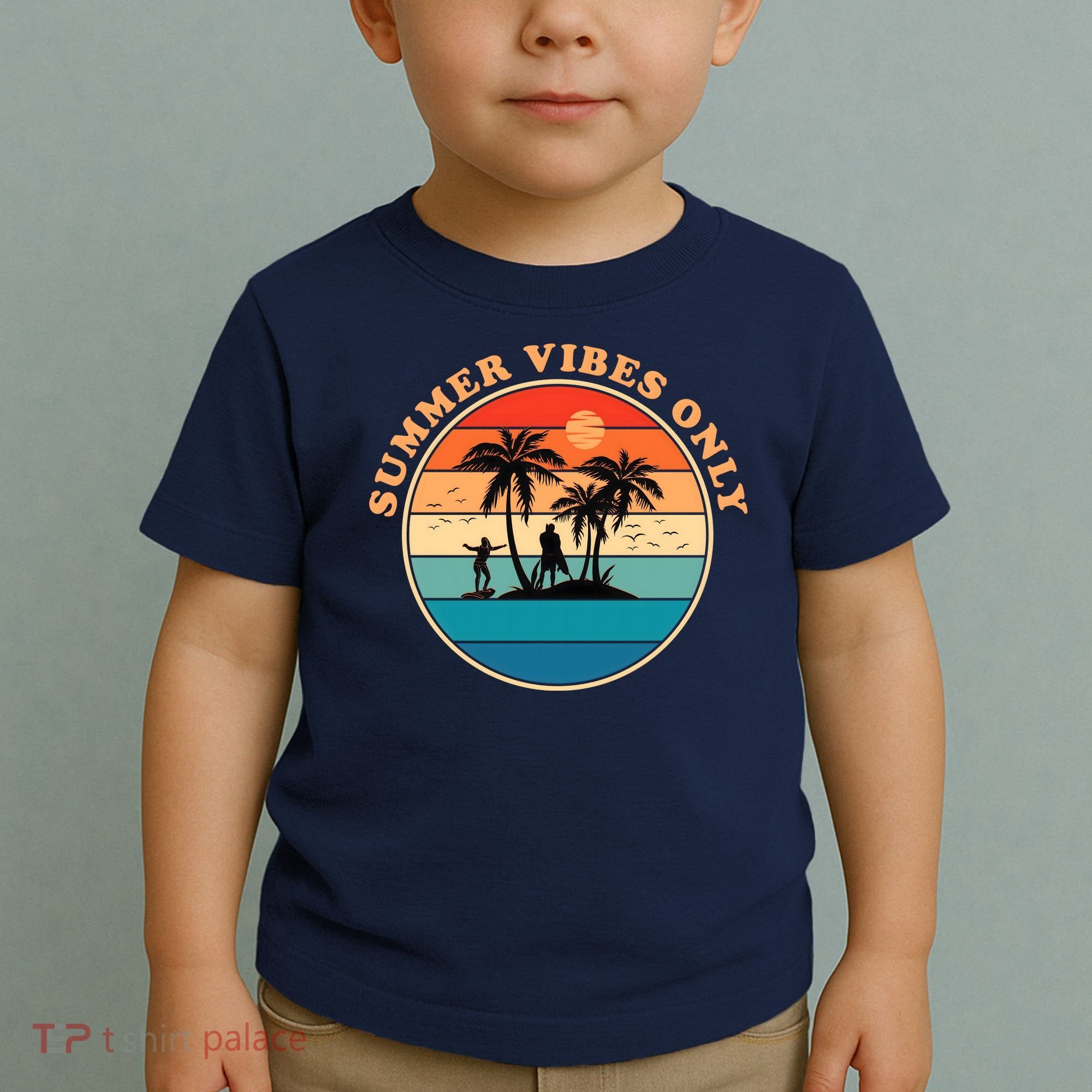 Summer Vibes Only Retro Beach Sunset Toddler T-Shirt