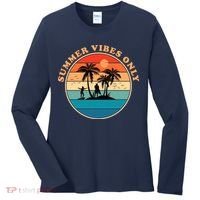 Summer Vibes Only Retro Beach Sunset Women's Long Sleeve Shirt thumb 0