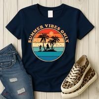 Summer Vibes Only Retro Beach Sunset Women's T-Shirt thumb 3