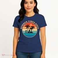 Summer Vibes Only Retro Beach Sunset Women's T-Shirt thumb 4