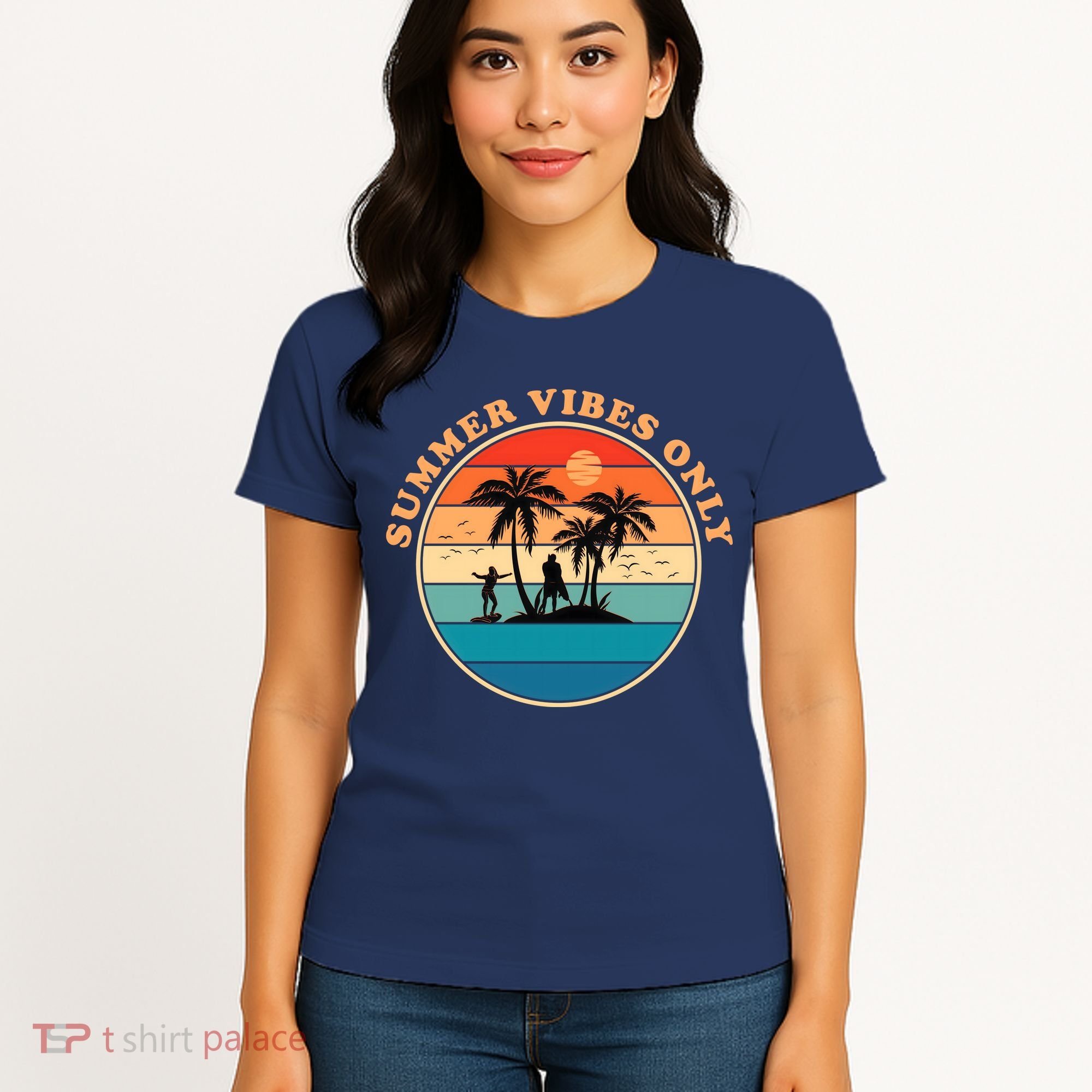 Summer Vibes Only Retro Beach Sunset Women's T-Shirt