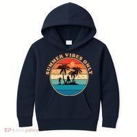 Summer Vibes Only Retro Beach Sunset Kids Hoodie thumb 0