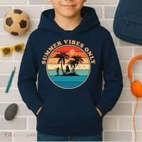 Summer Vibes Only Retro Beach Sunset Kids Hoodie thumb 2