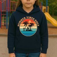 Summer Vibes Only Retro Beach Sunset Kids Hoodie thumb 3