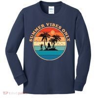 Summer Vibes Only Retro Beach Sunset Kids Long Sleeve Shirt thumb 0