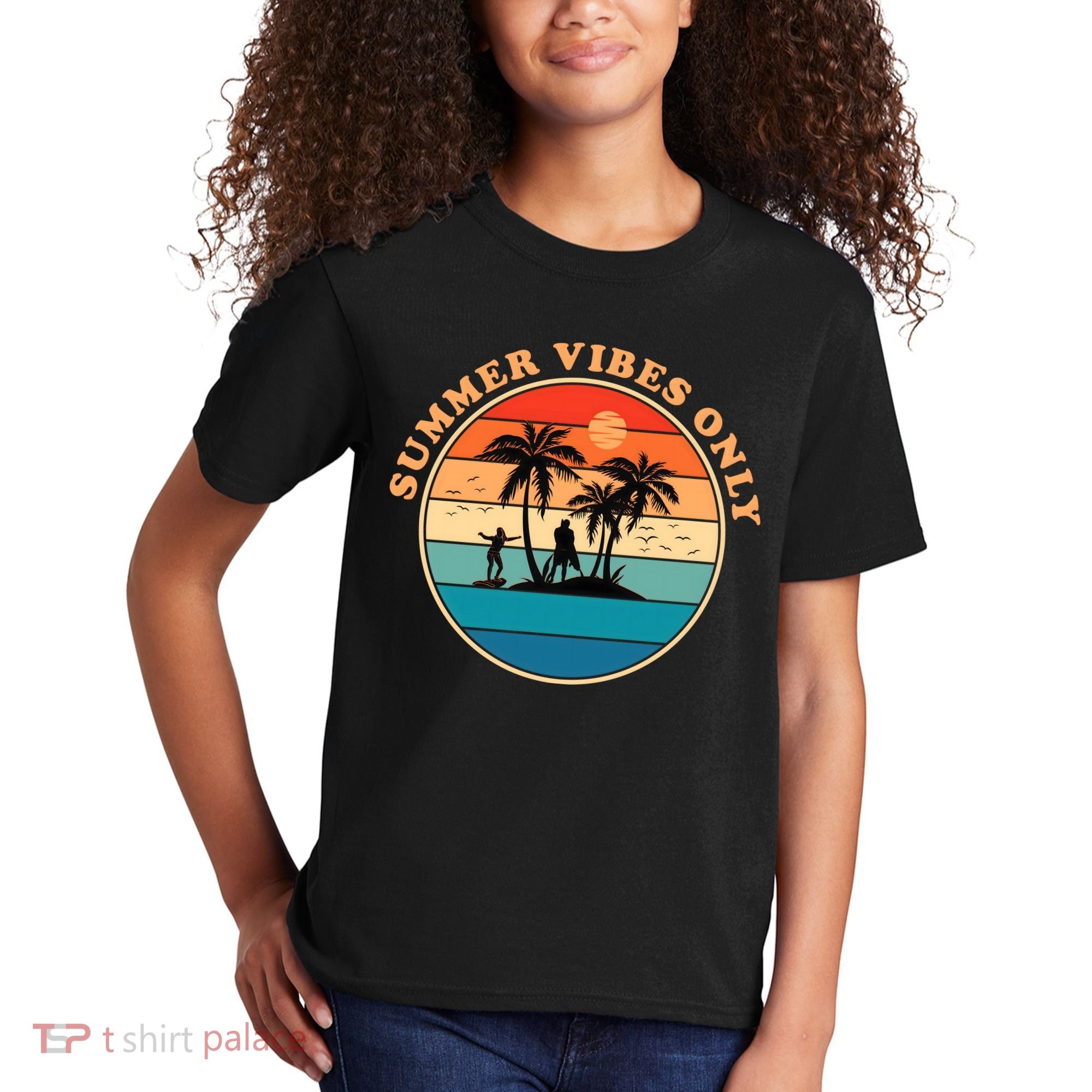 Summer Vibes Only Retro Beach Sunset Kids T-Shirt