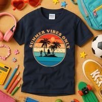 Summer Vibes Only Retro Beach Sunset Kids T-Shirt thumb 3