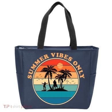 Summer Vibes Only Retro Beach Sunset Tote Bag
