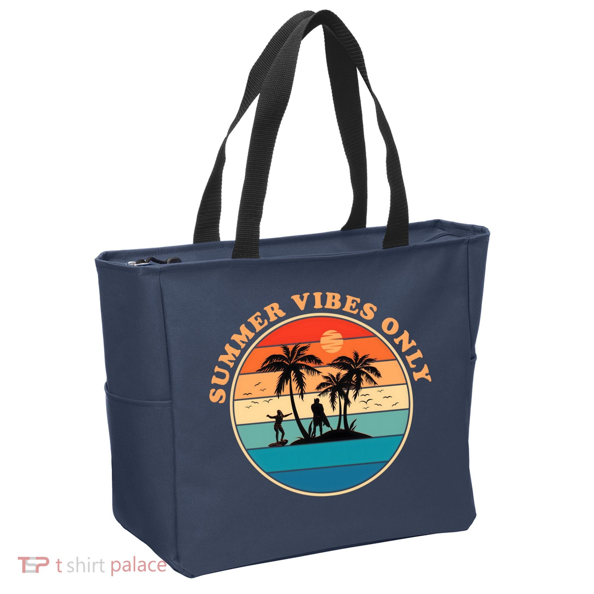 Summer Vibes Only Retro Beach Sunset Tote Bag