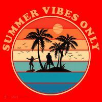 Summer Vibes Only Retro Beach Sunset Santa Hat thumb 1