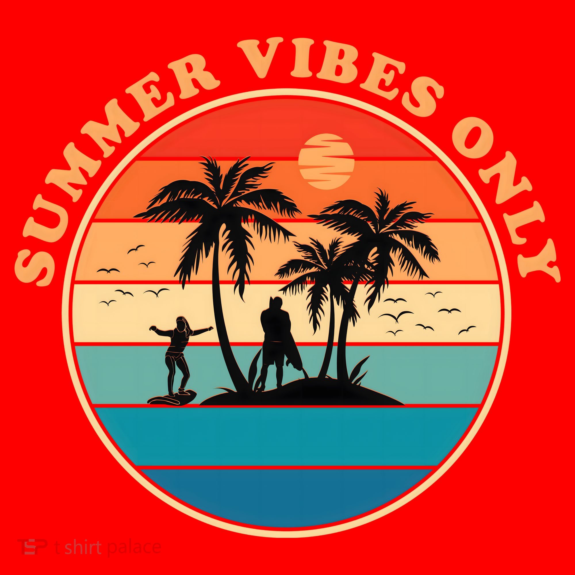 Summer Vibes Only Retro Beach Sunset Santa Hat