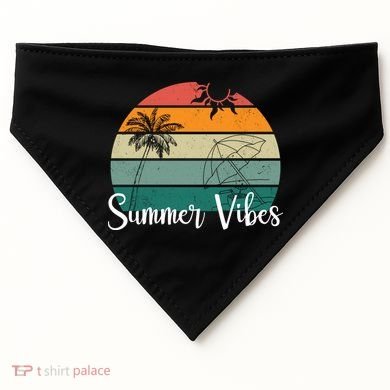 Summer Vibes Palm Trees Retro Sunset USA-Made Doggie Bandana
