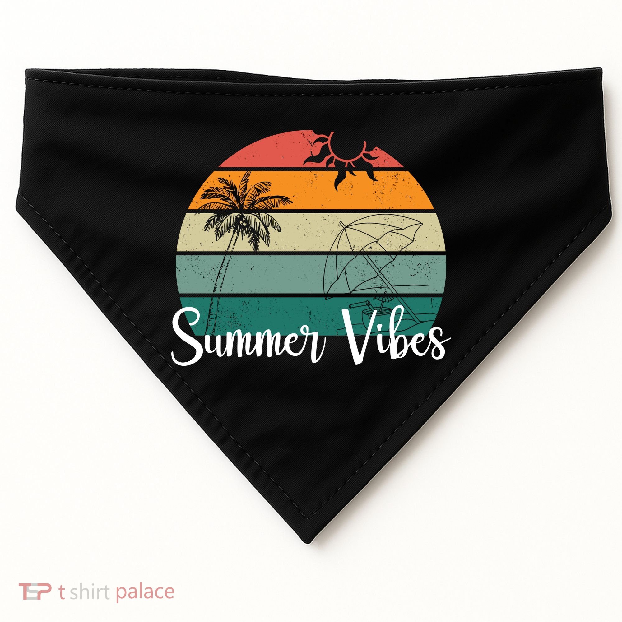 Summer Vibes Palm Trees Retro Sunset USA-Made Doggie Bandana