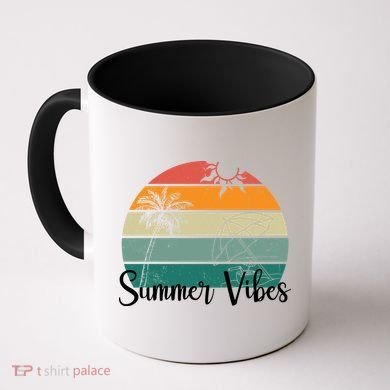 Summer Vibes Palm Trees Retro Sunset Coffee Mug