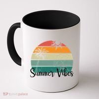 Summer Vibes Palm Trees Retro Sunset Coffee Mug thumb 0