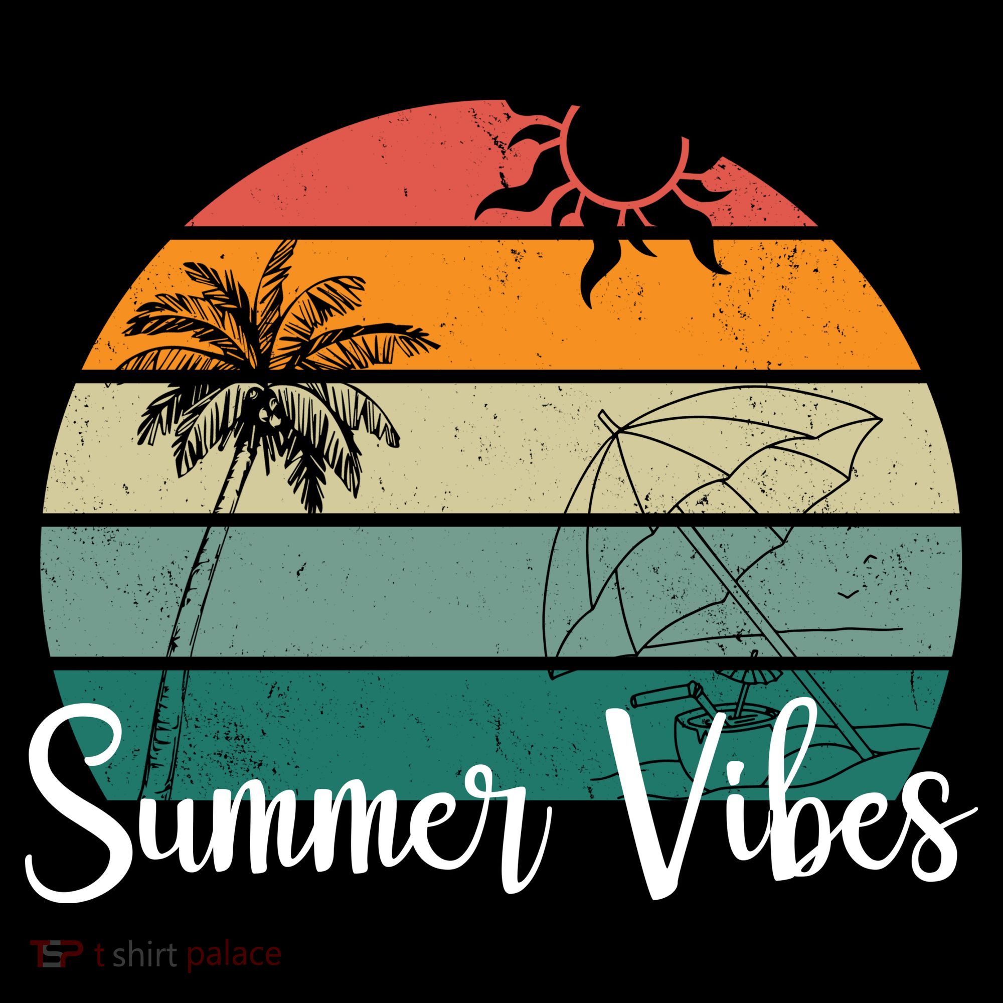 Summer Vibes Palm Trees Retro Sunset Visor
