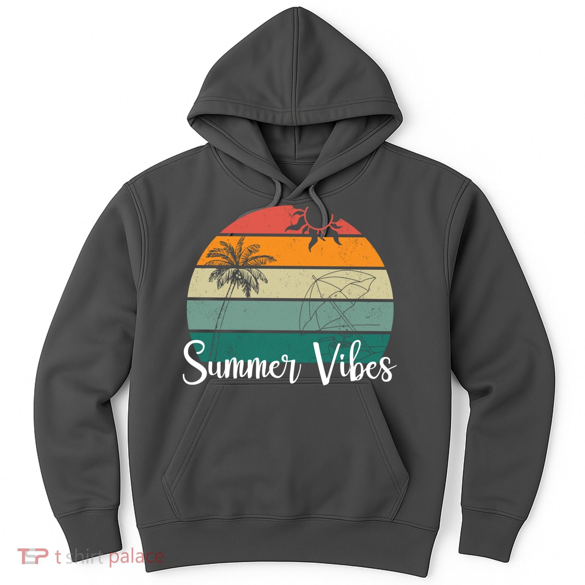 Summer Vibes Palm Trees Retro Sunset Hoodie