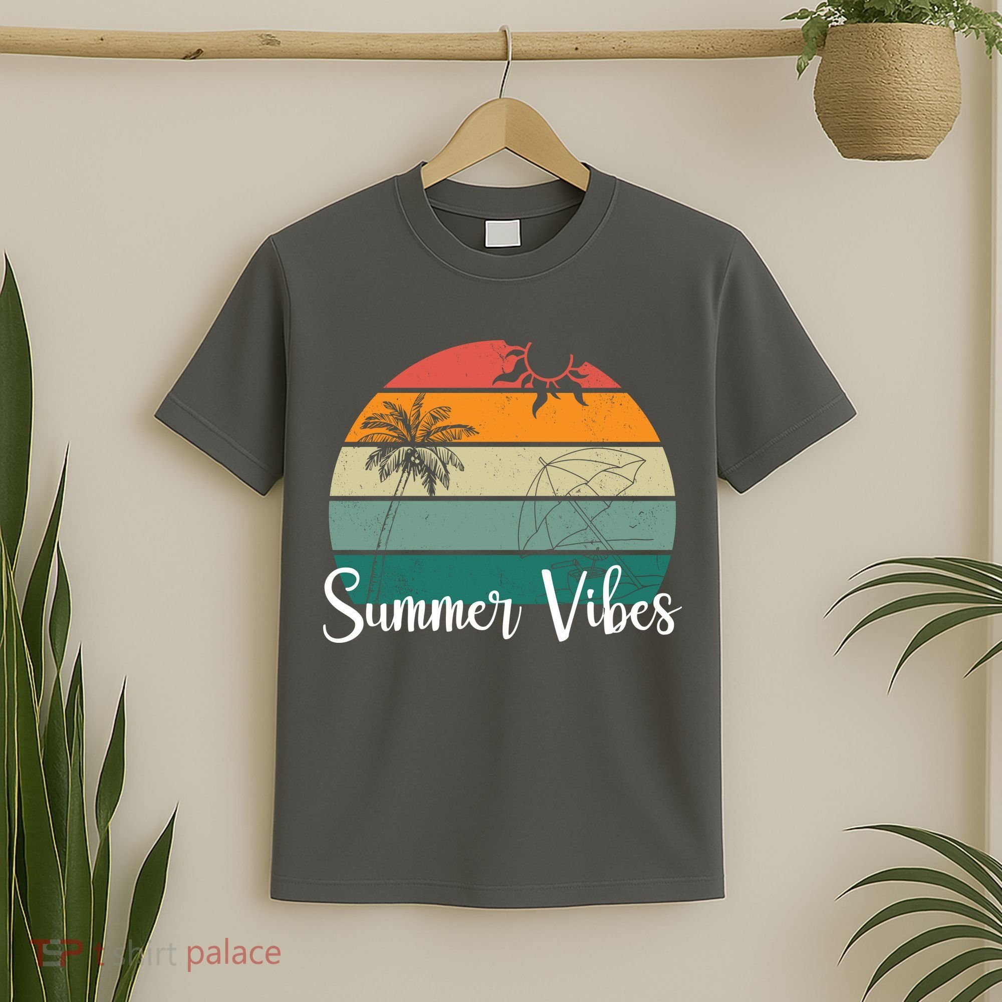 Summer Vibes Palm Trees Retro Sunset T-Shirt