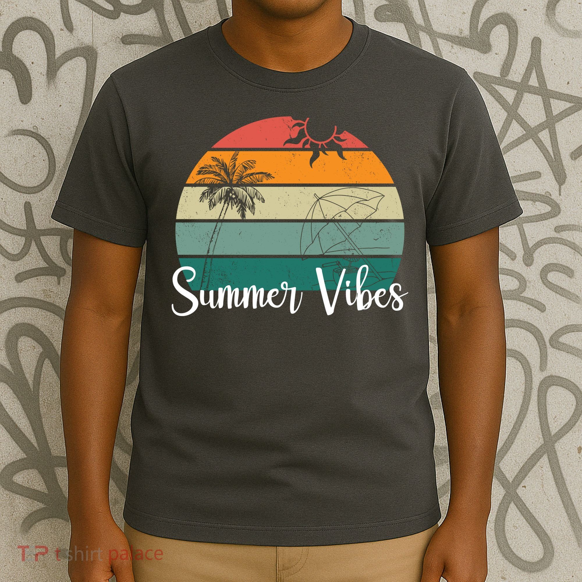Summer Vibes Palm Trees Retro Sunset T-Shirt